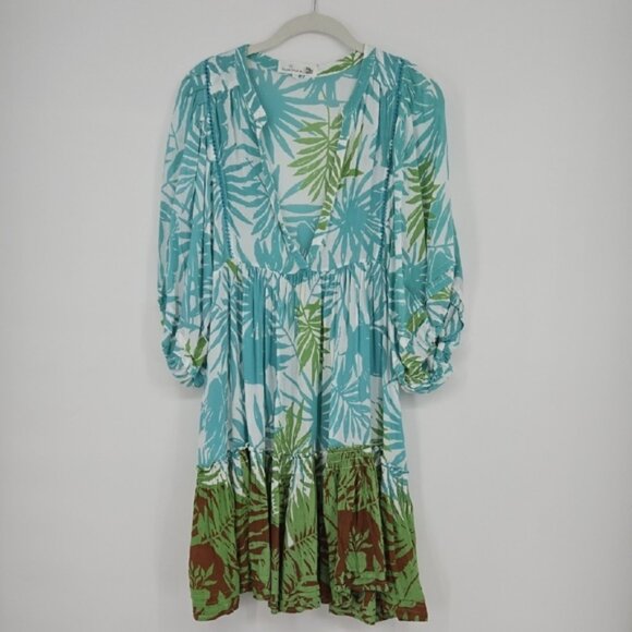 Poupette St Barth Tropical Floral Women's Aria Tiered Mini Dress Size M/L - Picture 1 of 14